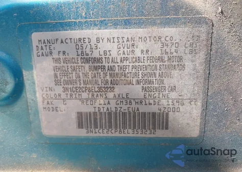 2014 Nissan Versa Note Sv from USA, damaged, VIN 3N1CE2CP8EL353232